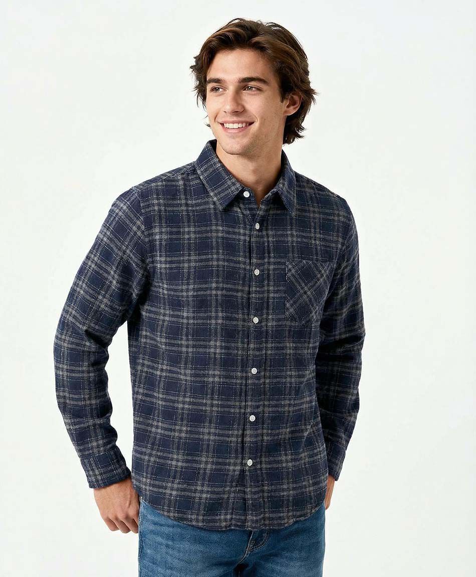 Camisa hombre franela cuadrill&eacute;