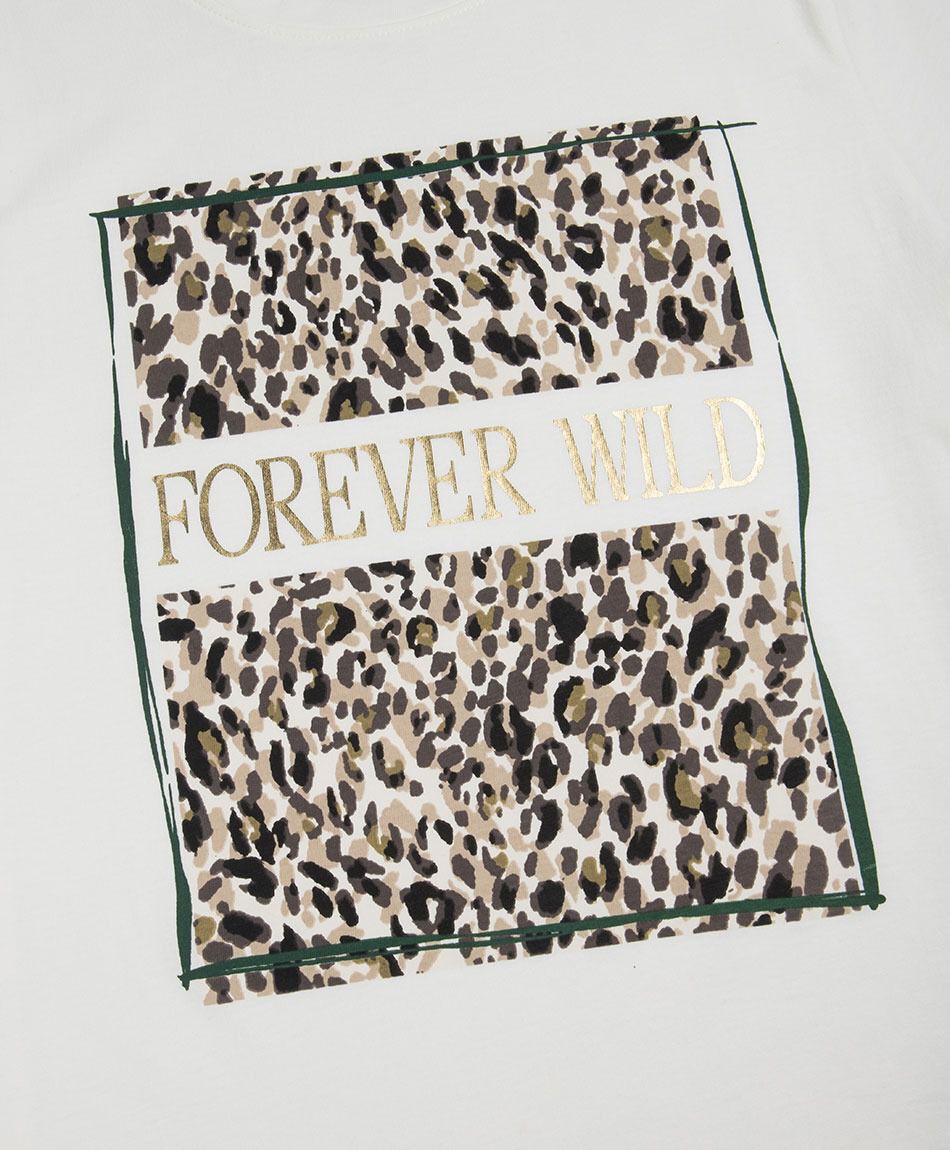 Remera mujer texto animal print