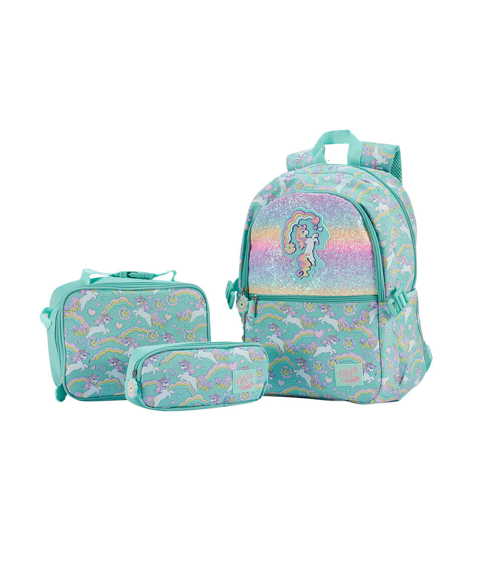 Pack mochila y accesorios escolar unicornio