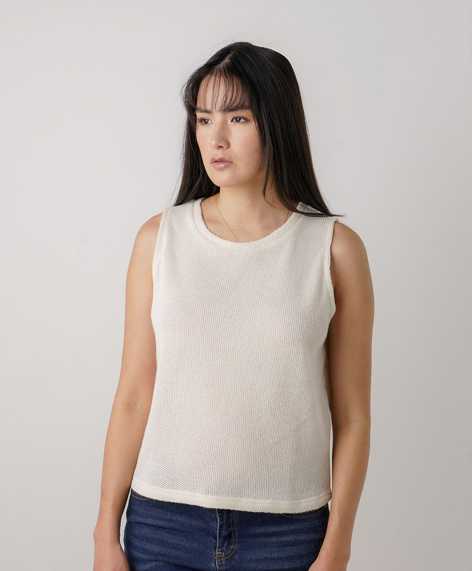 Remera mujer estilo tejido sin mangas