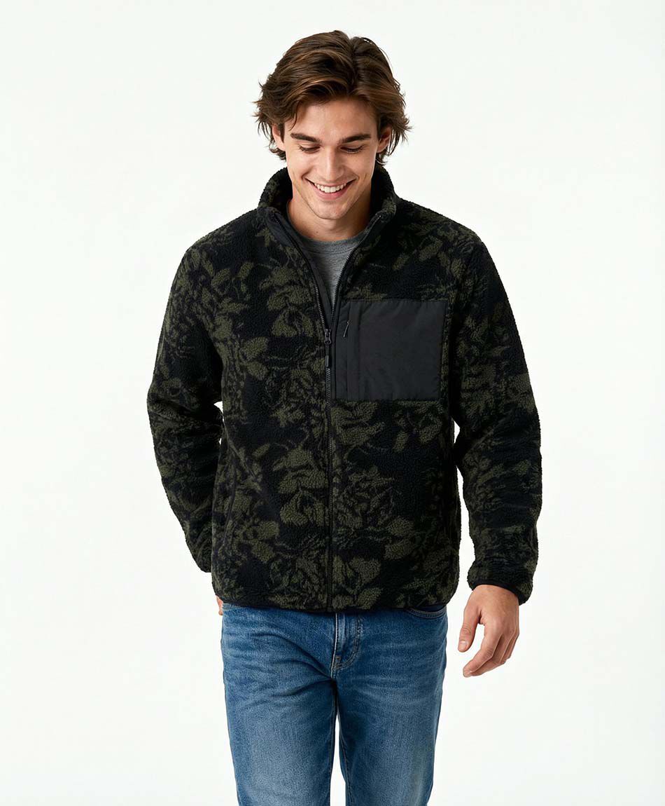 Campera hombre dise&ntilde;o sherpas verde