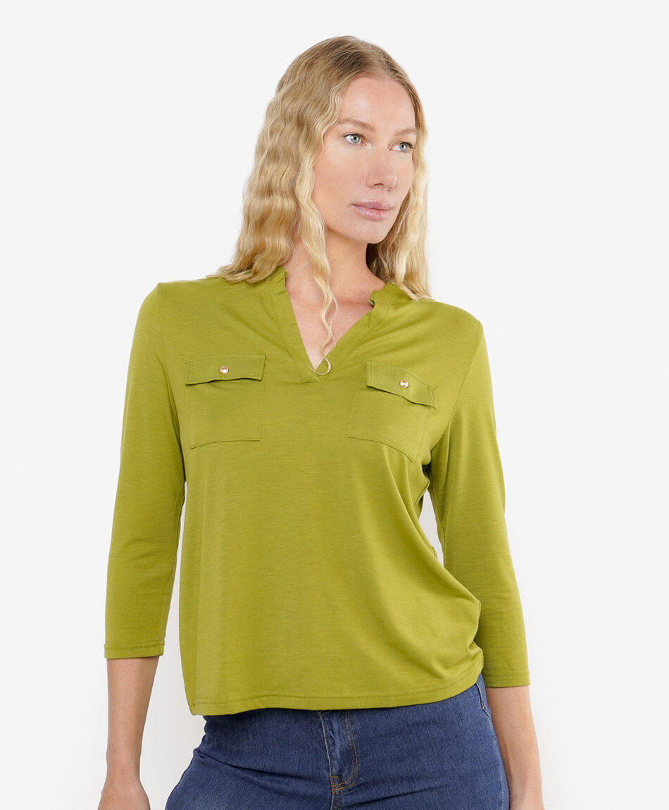 Remera mujer doble bolsillo