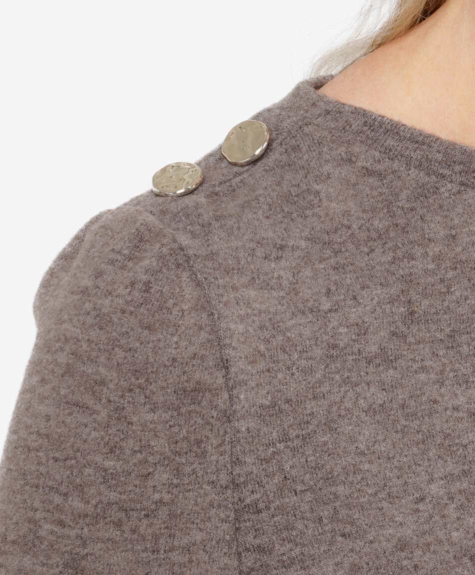 Remera mujer lanosa botones caf&eacute;