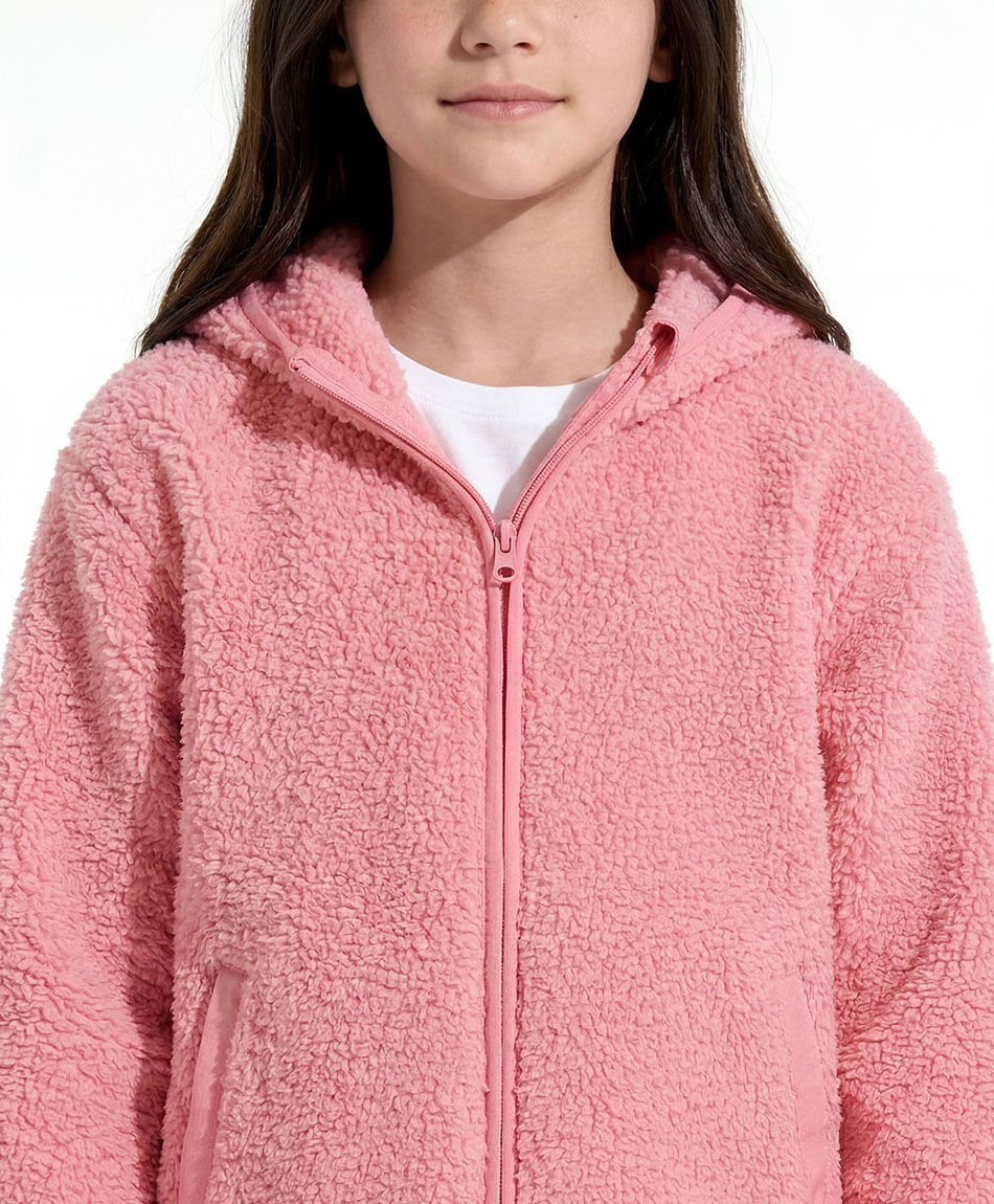 Buzo ni&ntilde;a tela sherpas rosa