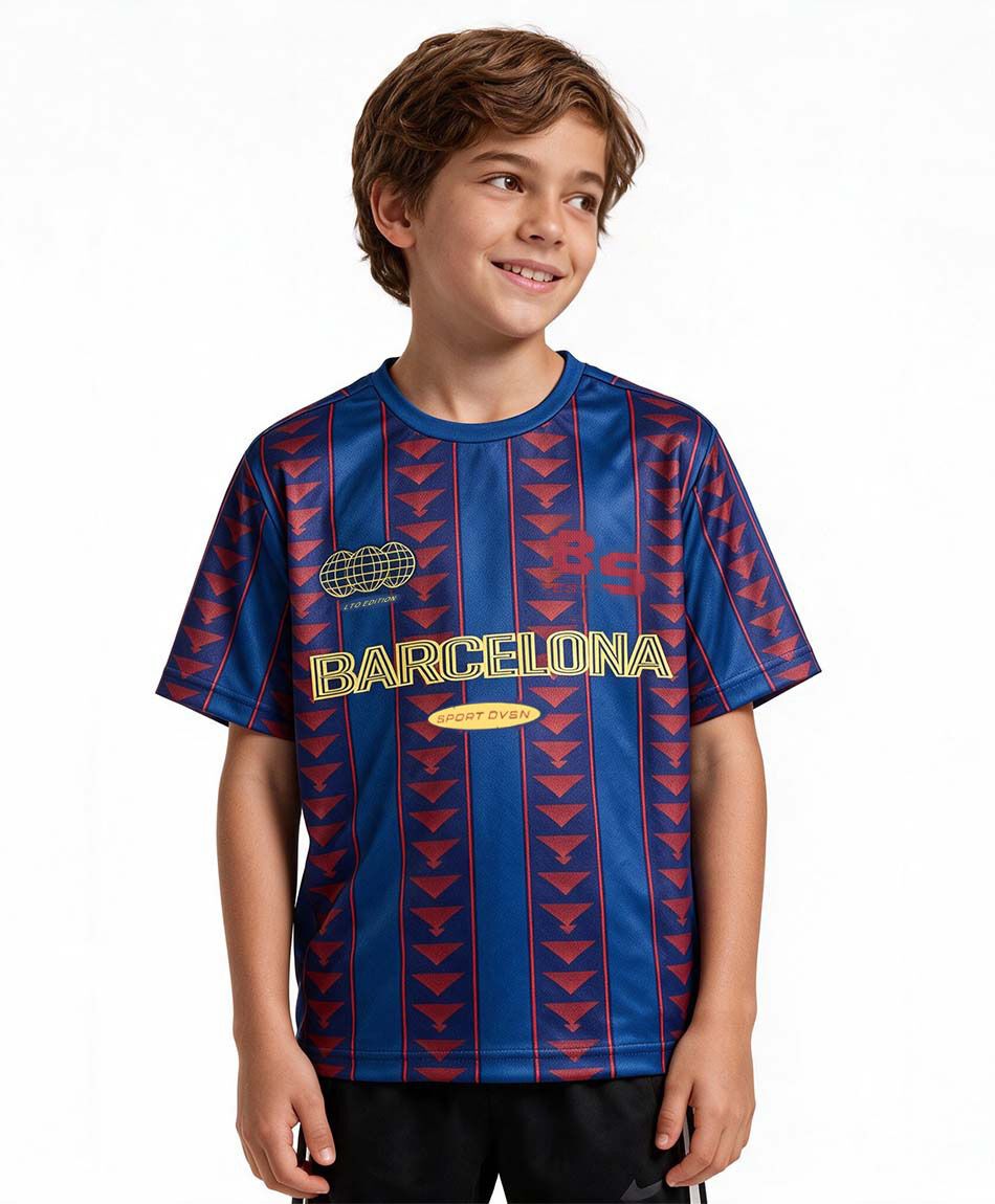 Remera ni&ntilde;o f&uacute;tbol barcelona