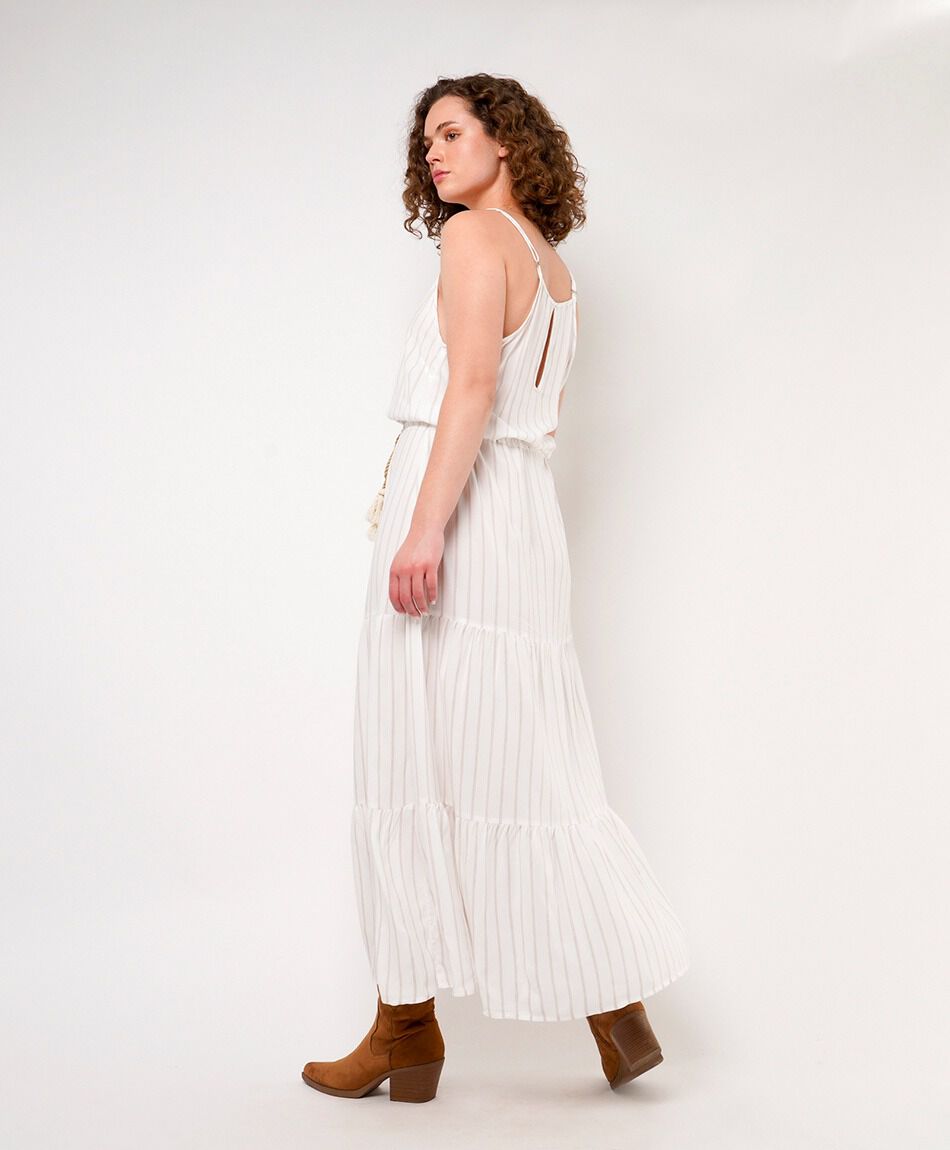 Vestido mujer rayas pretina cintura