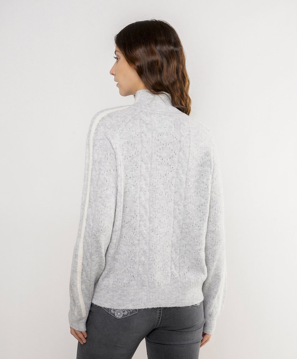 Sweater mujer jacquard tape grey