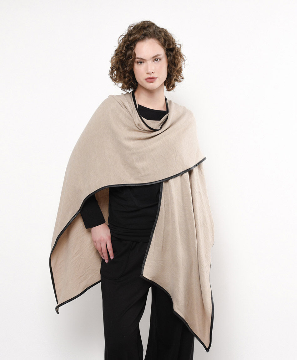 Poncho mujer beige
