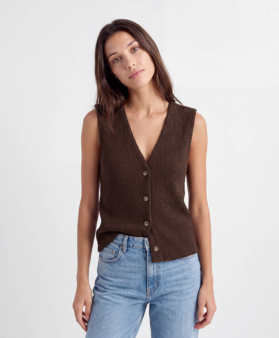 Remera mujer top botones vest