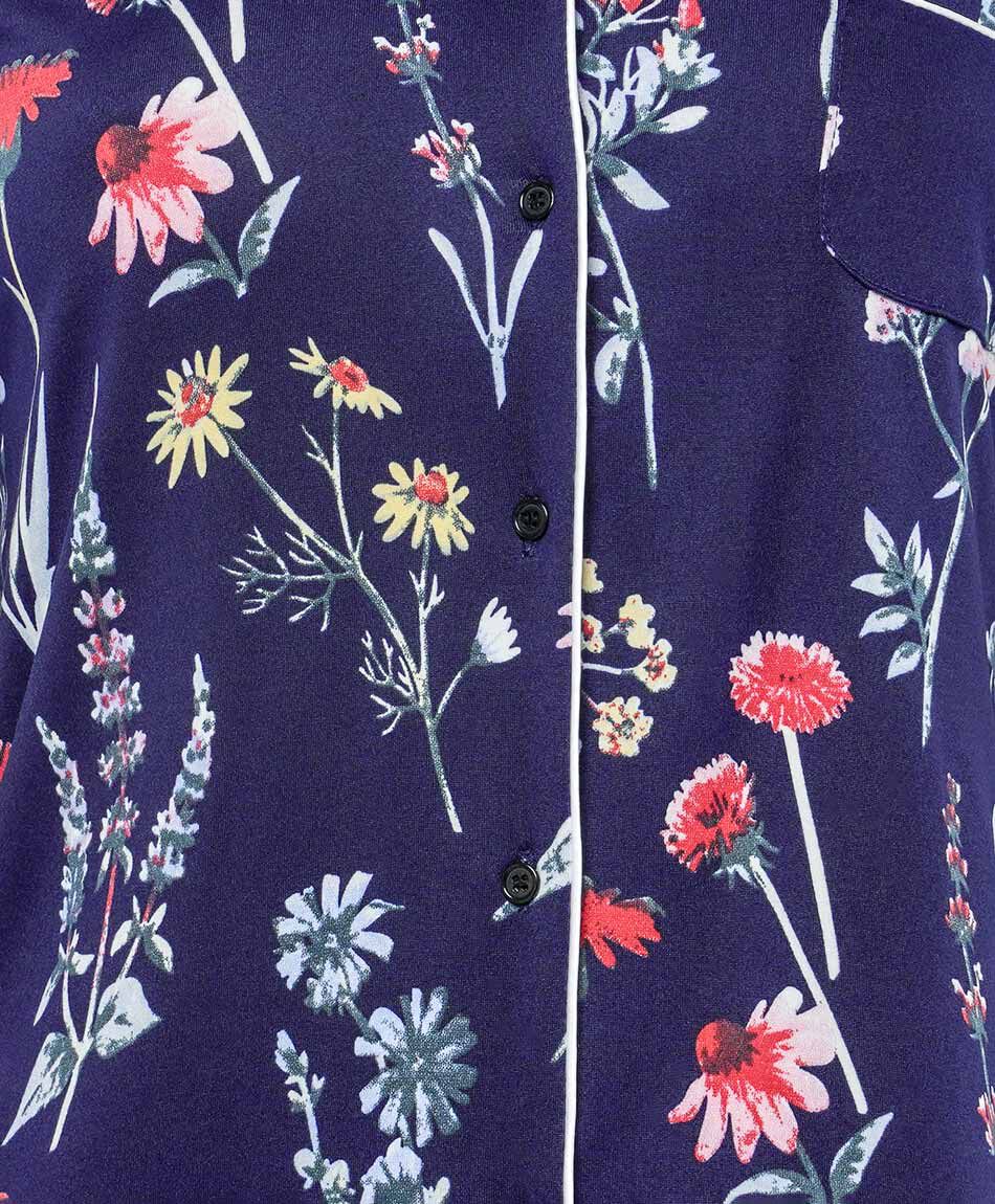 Pijama mujer floreado camisero