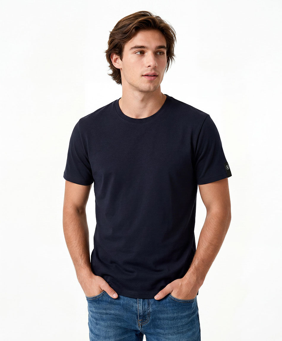Remera hombre parche manga lisa