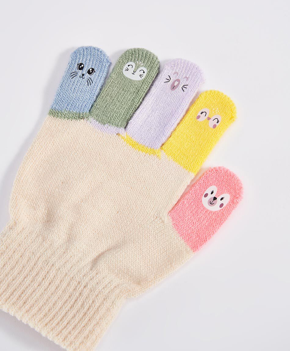 Guantes ni&ntilde;a dise&ntilde;o dedos caritas