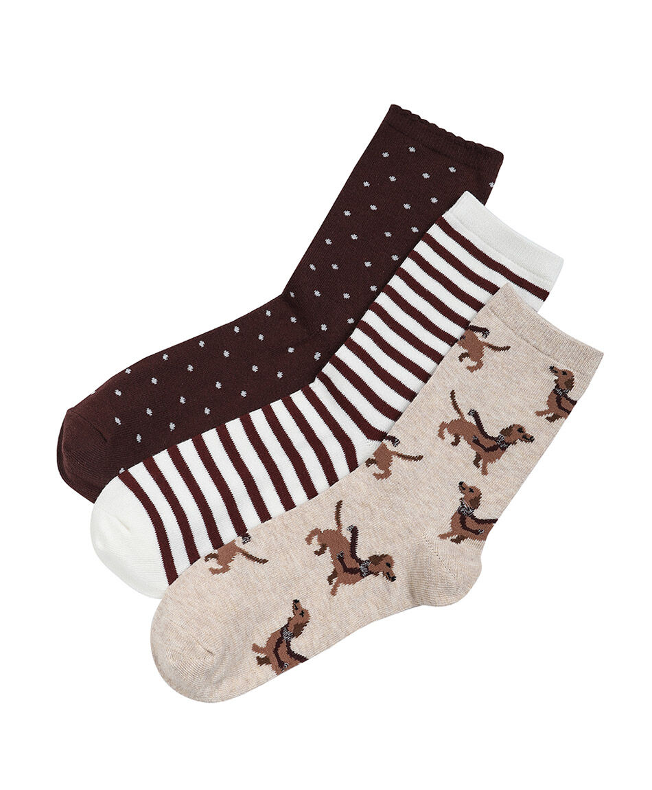 Pack 3 medias mujer medium brown