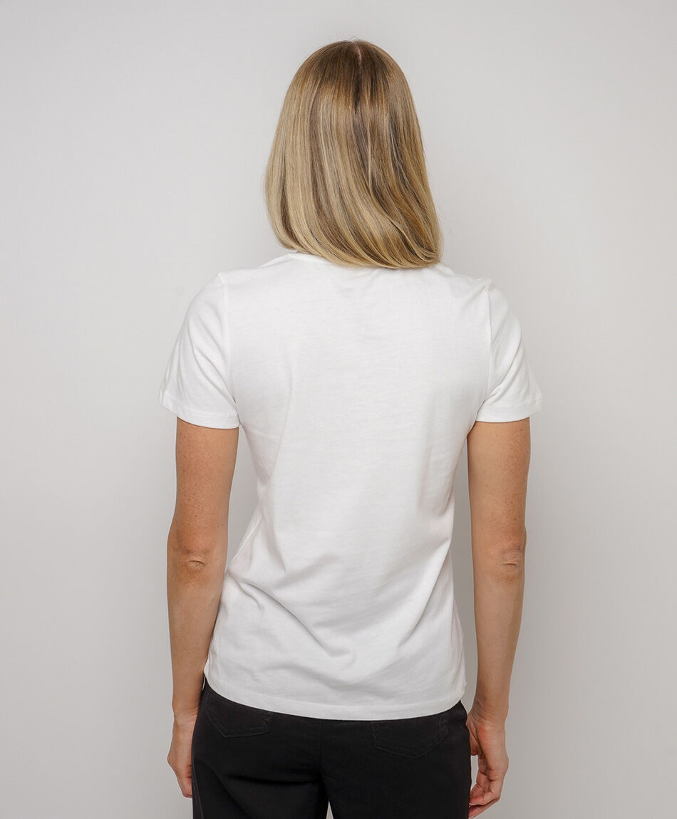 Remera mujer b&aacute;sica blanca cuello en v
