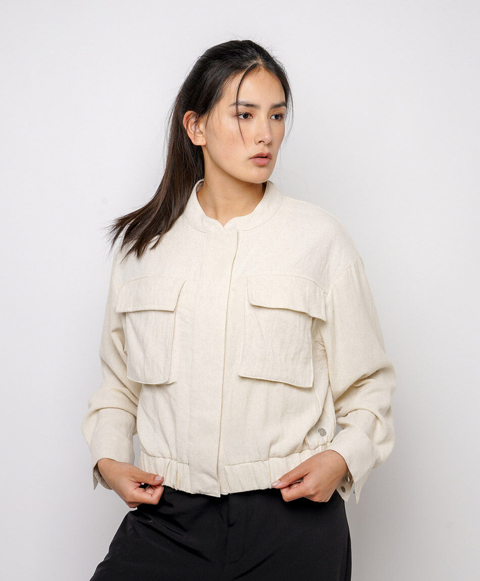 Campera  mujer lino cargo