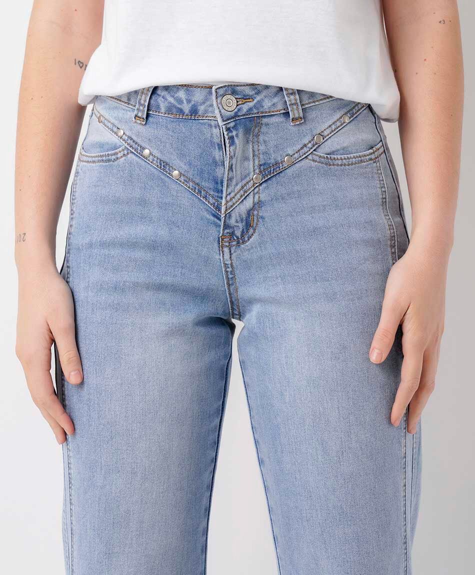 Jeans mujer wide leg rivets