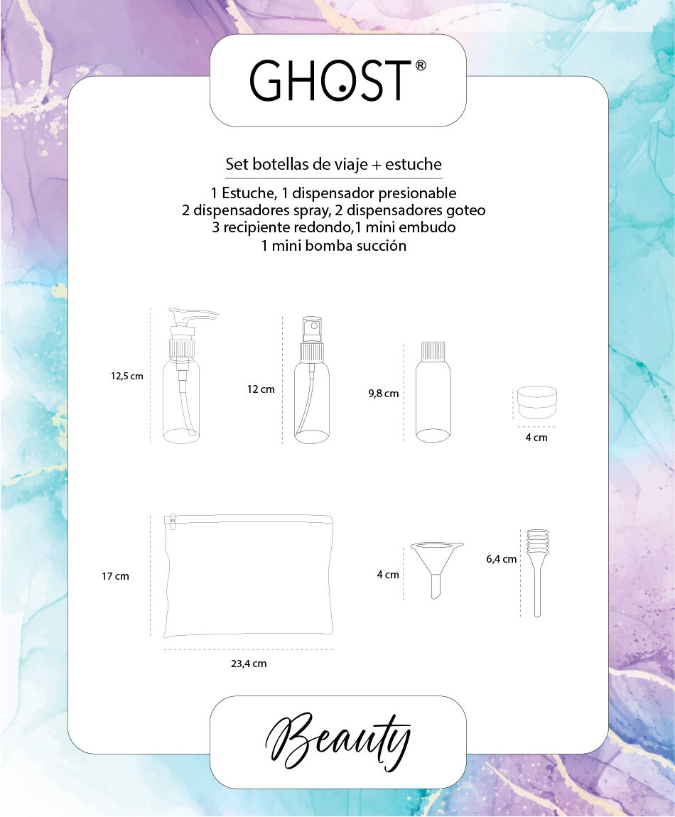 Set botellas de viaje + estuche