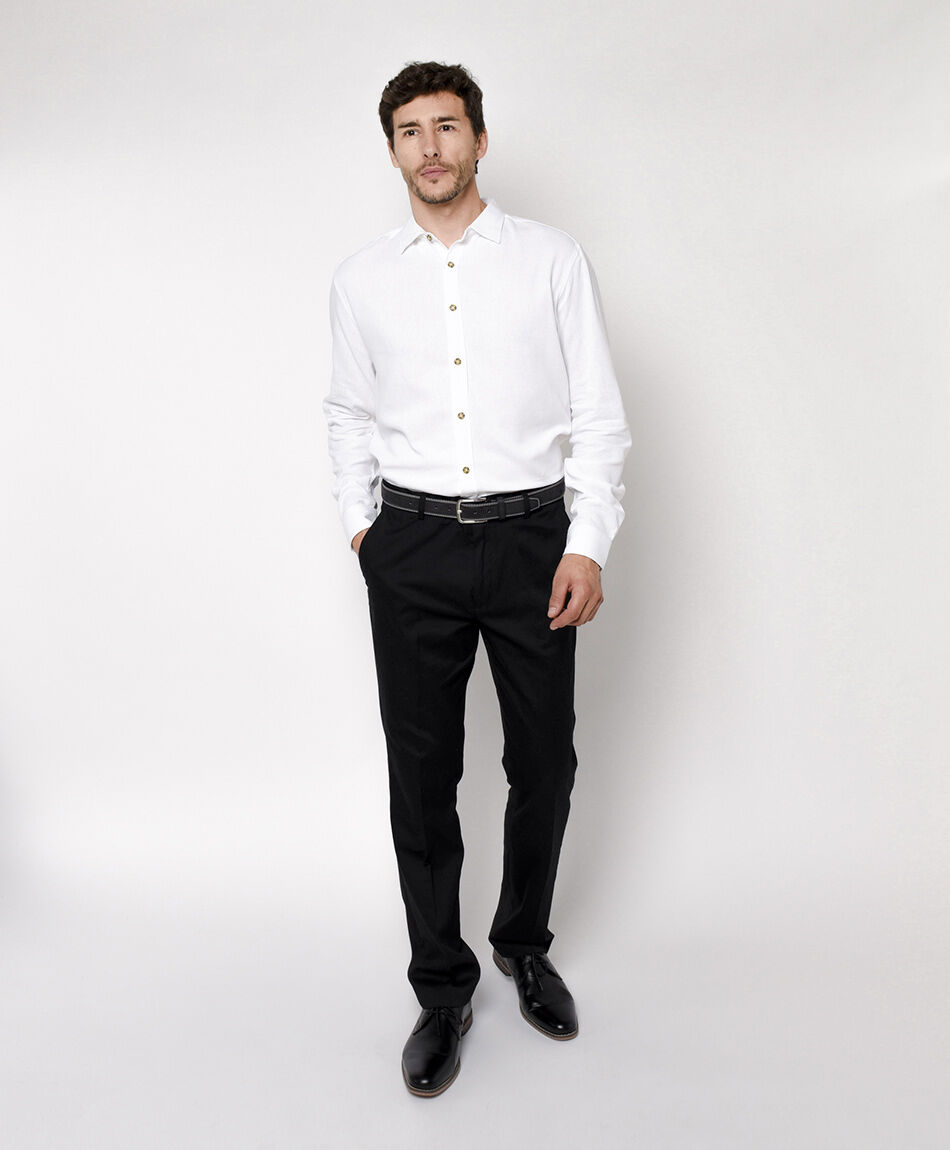 Camisa hombre lino blanca