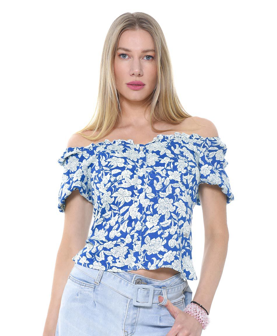 Blusa manga puff flores