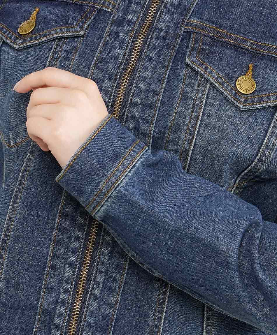 Campera mujer denim sin cuello