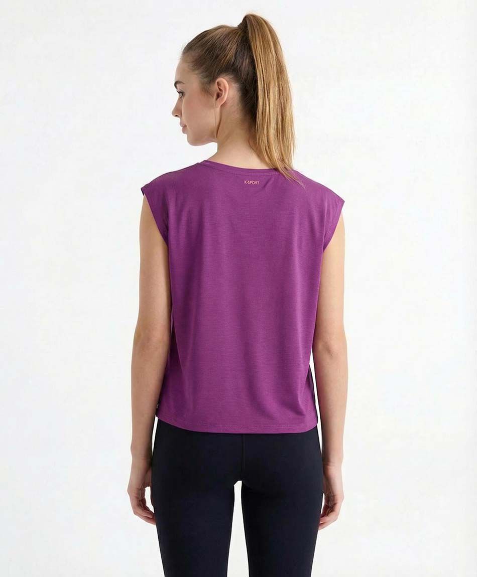 Remera deportiva mujer sin mangas lila