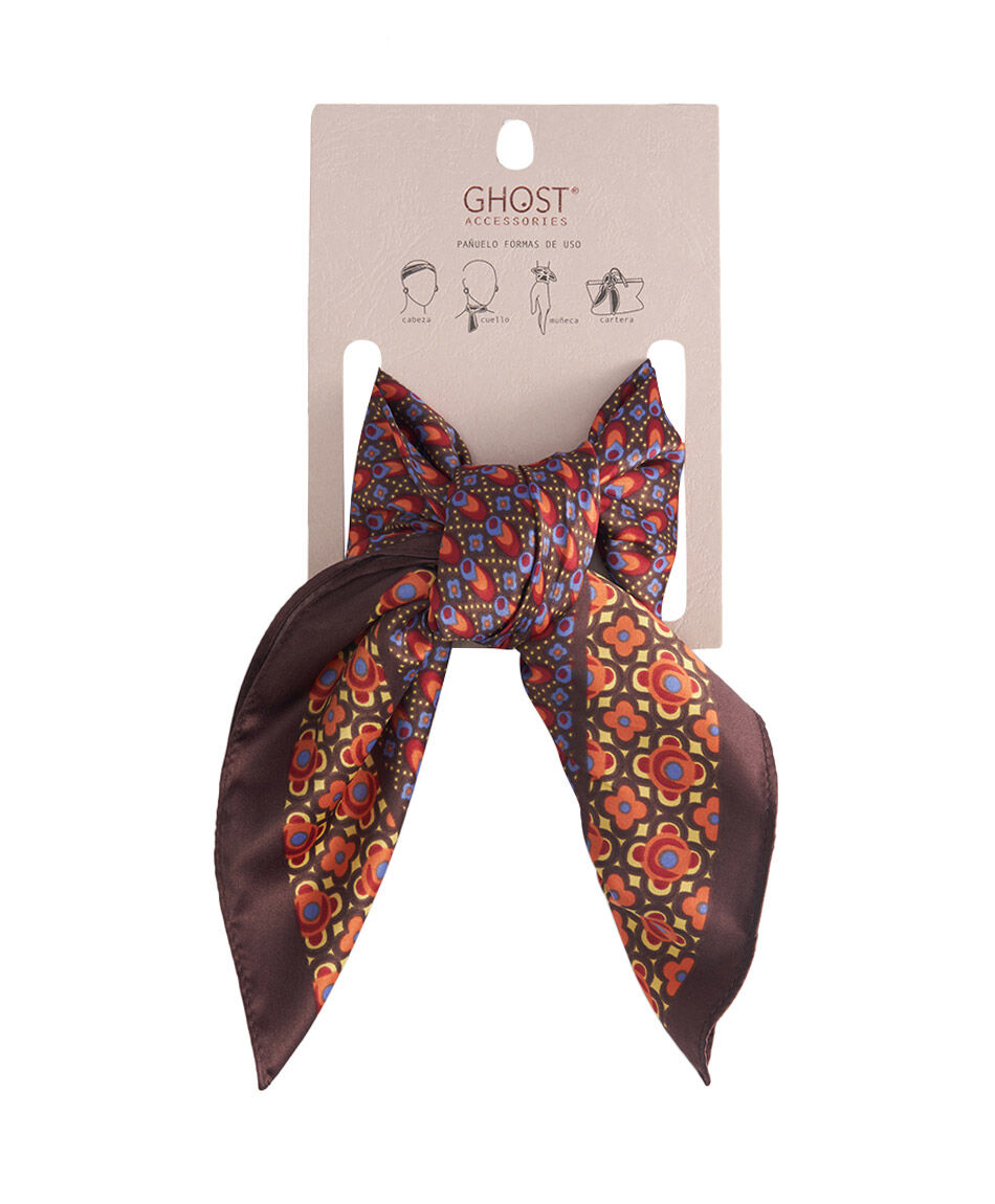 Pa&ntilde;uelo mujer animal  flower brown