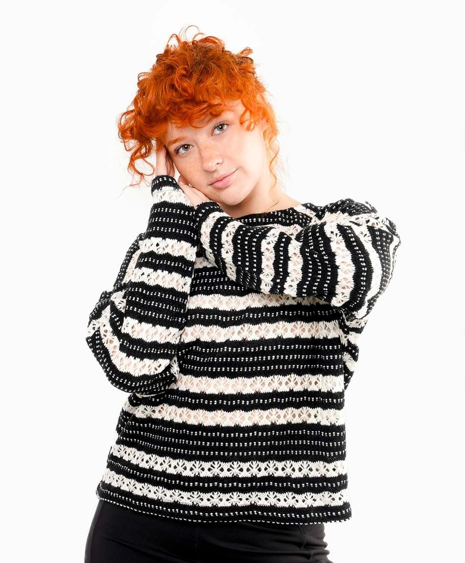 Sweater mujer calado rayas