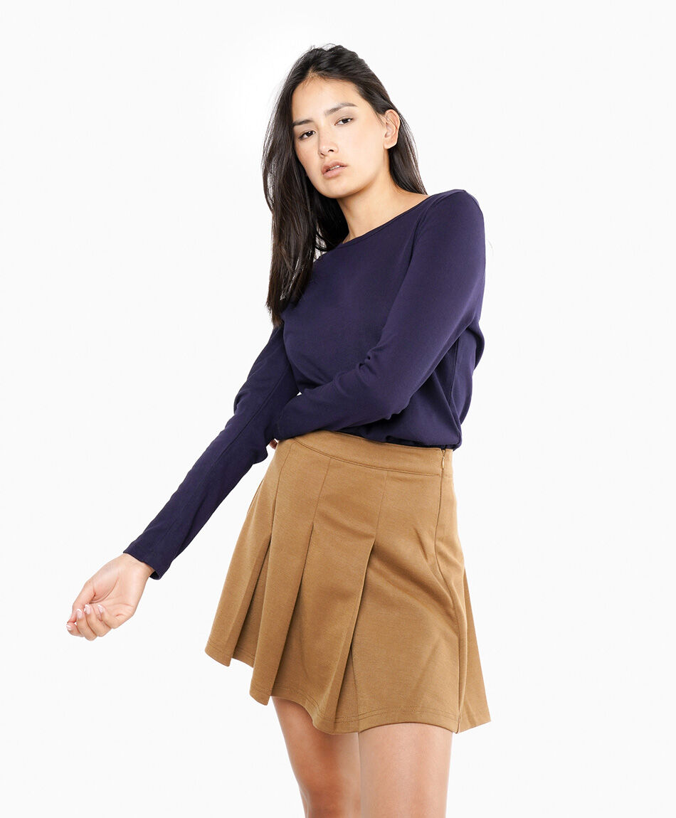 Mini falda pinzada camel