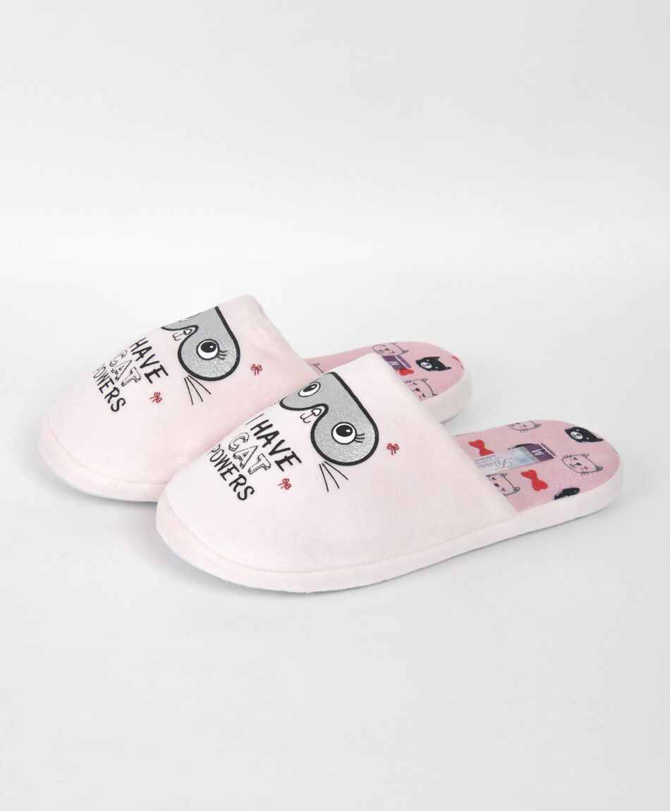 Pantufla mujer gato antifaz