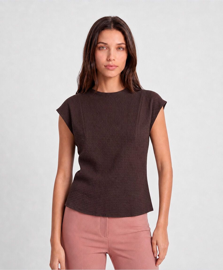 Remera mujer mini cuello textura