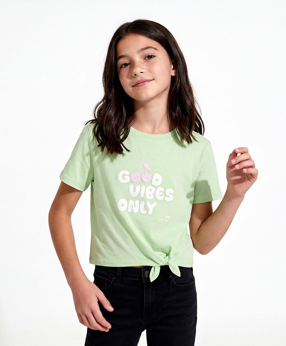 Remera ni&ntilde;a good vibes nudo