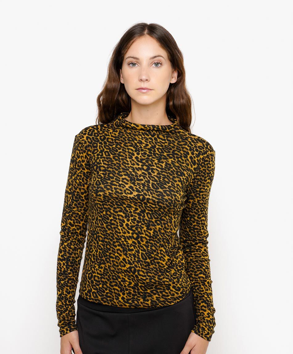 Remera mujer animal print fiera brown