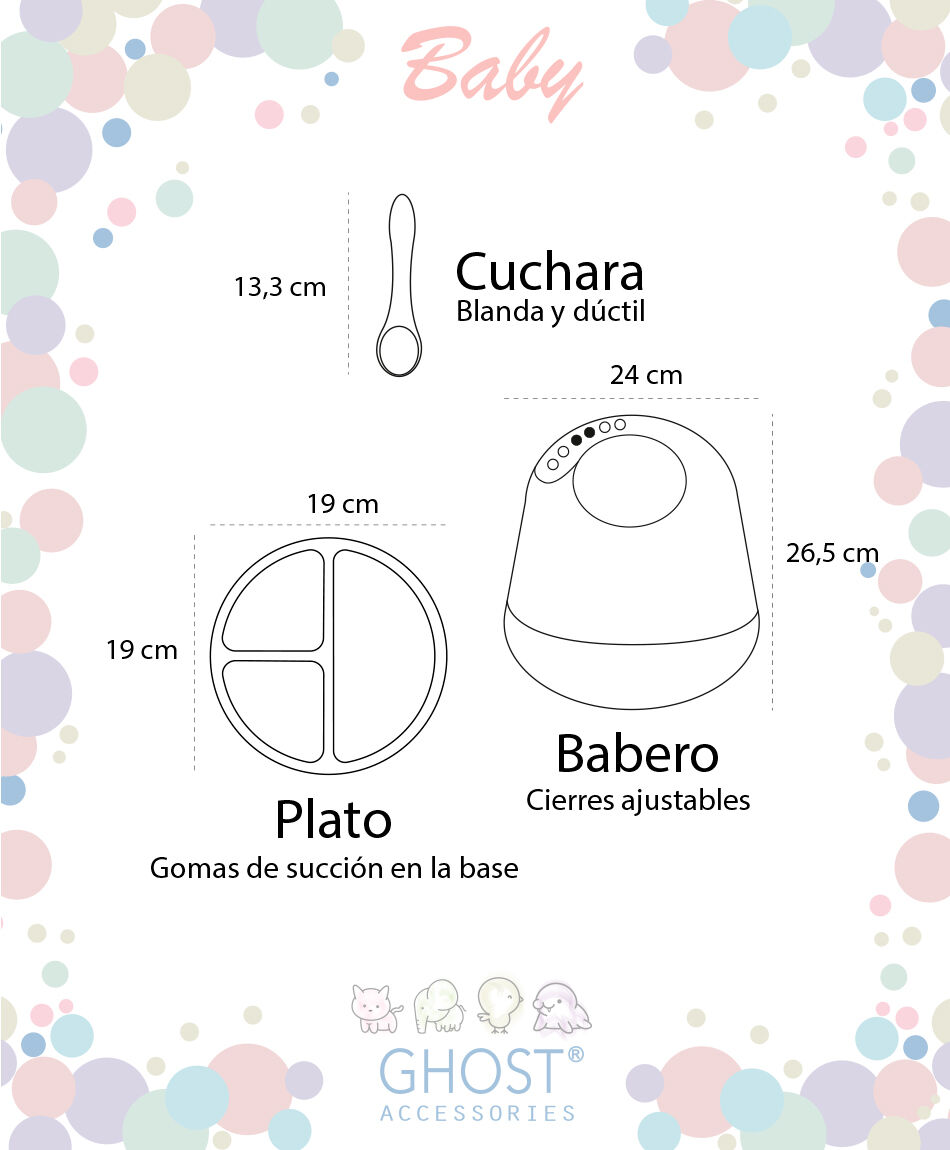 Set comida beb&eacute; gris
