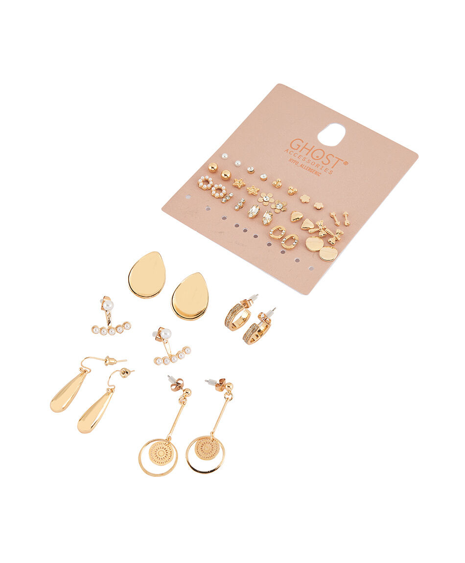 Set 32 aros mujer dise&ntilde;os dorados