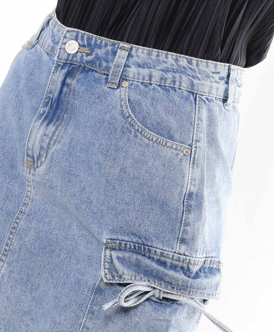Mini falda mujer denim cargo