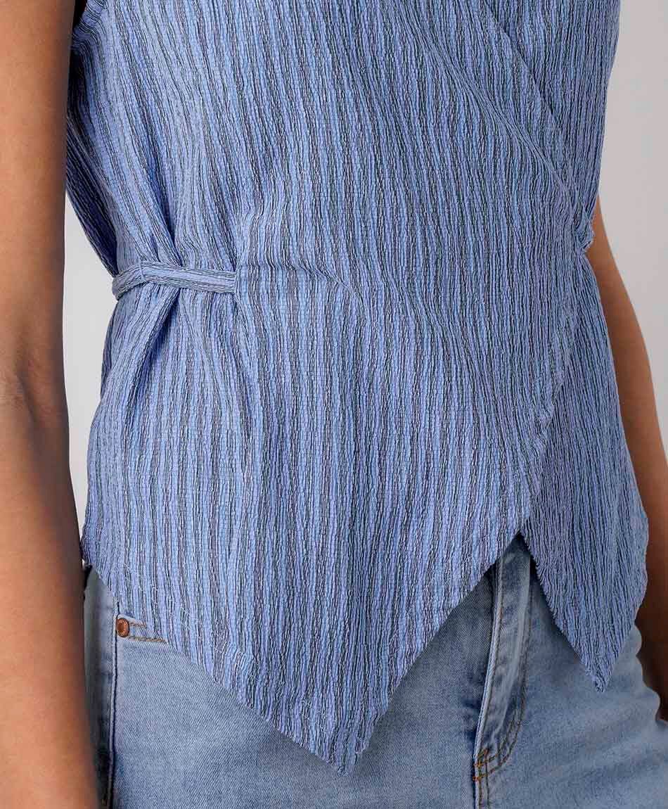 Camisa mujer listas azul cruzada