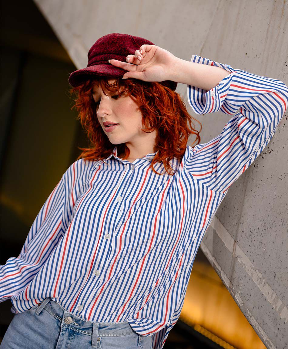 Camisa mujer l&iacute;neas bicolor