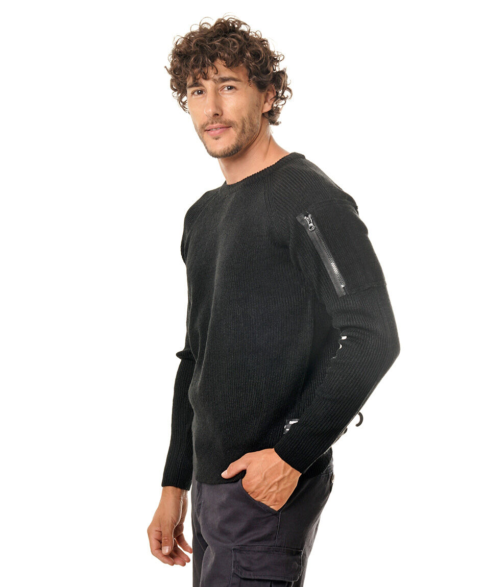 Sweater cuello redondo bolsillo