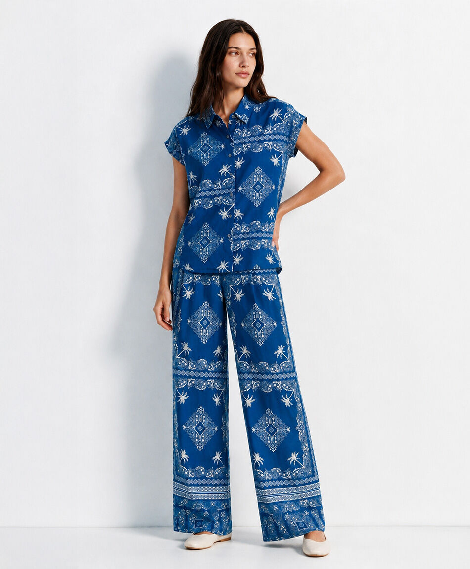 Camisa mujer print azul