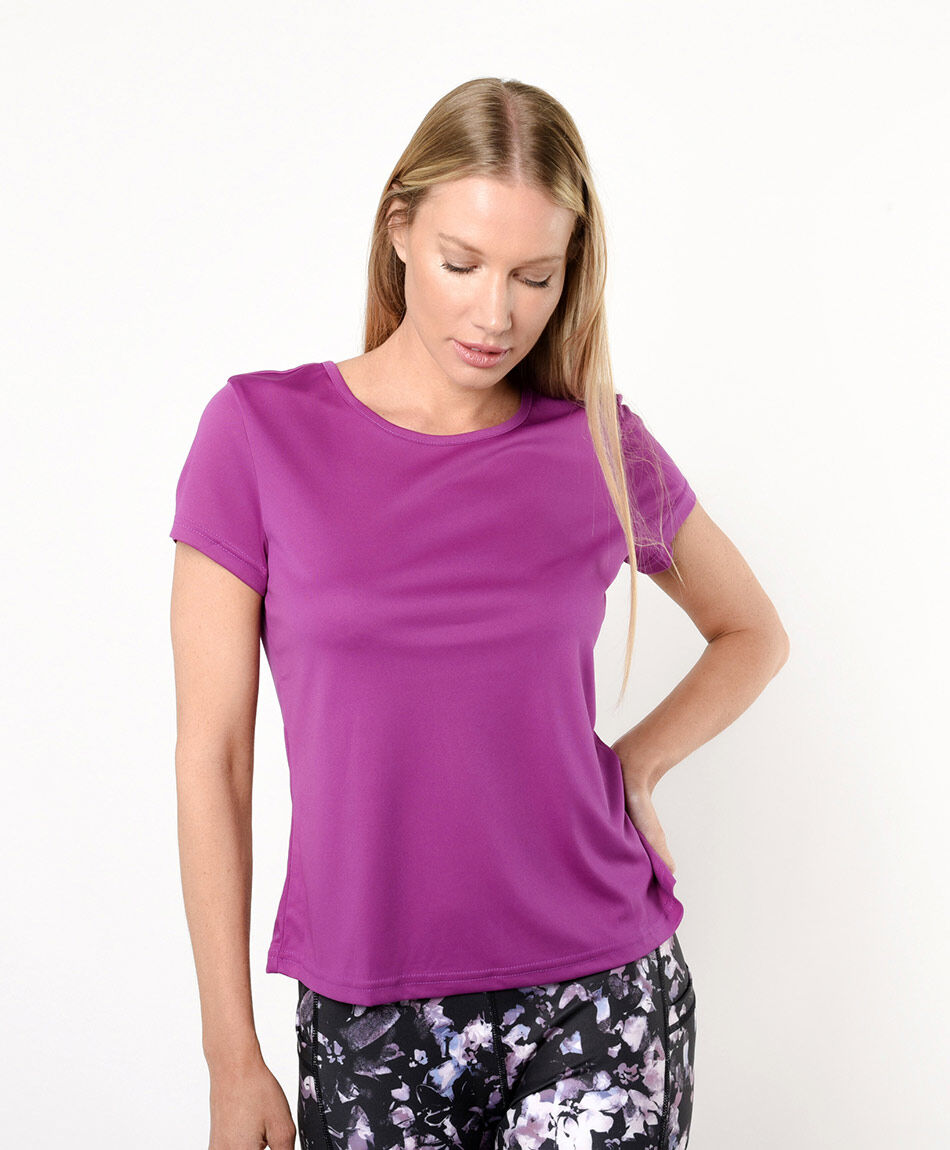 Remera deportiva mujer lisa cruzada en espalda