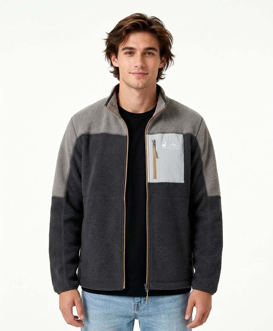 Campera hombre polar bicolor bolsillo