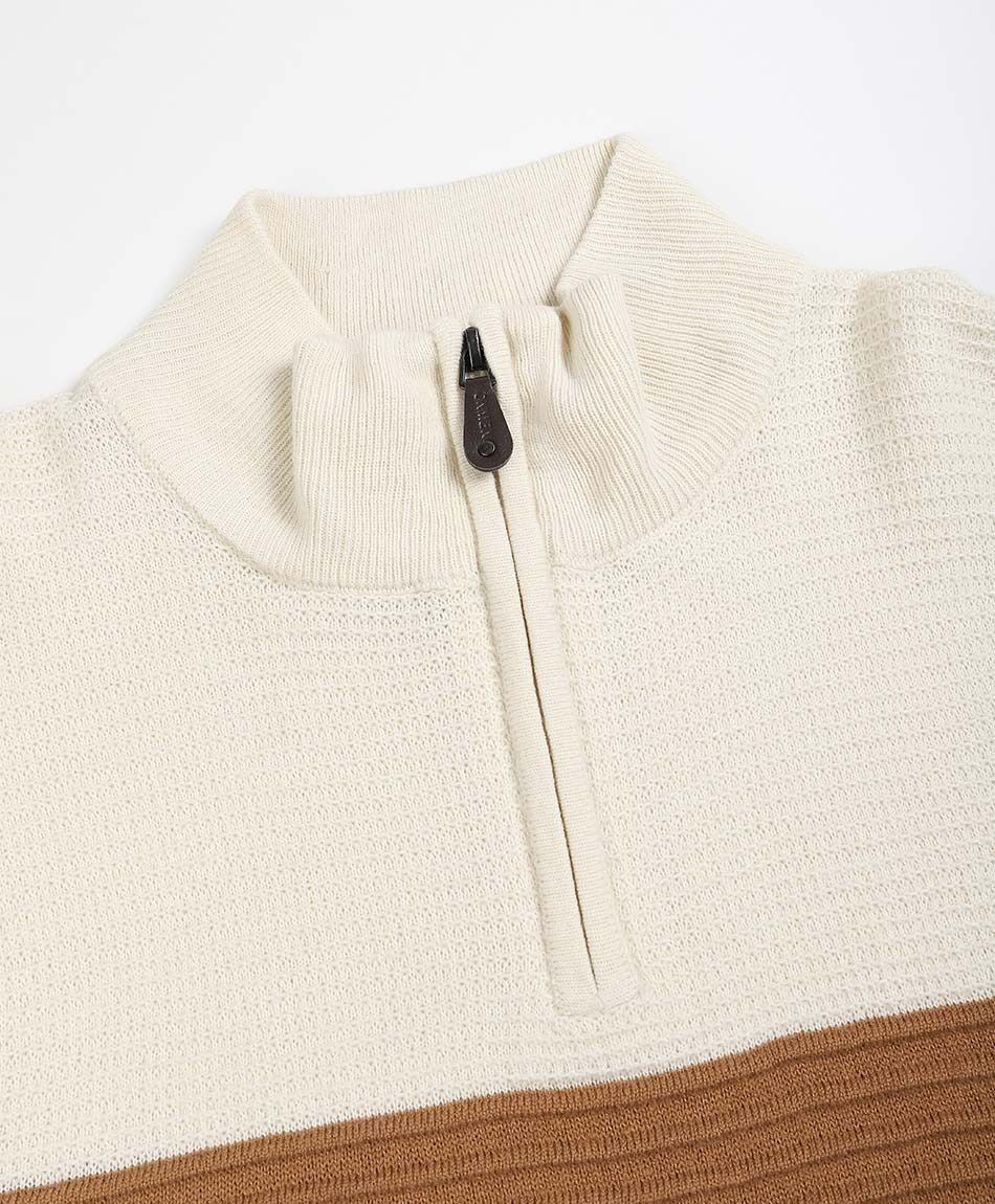 Sweater hombre cierre medio tricolor