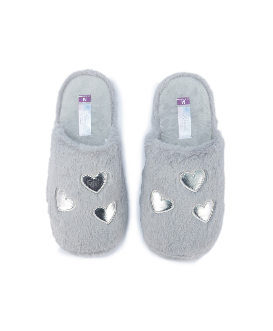 Pantuflas mujer heart silver