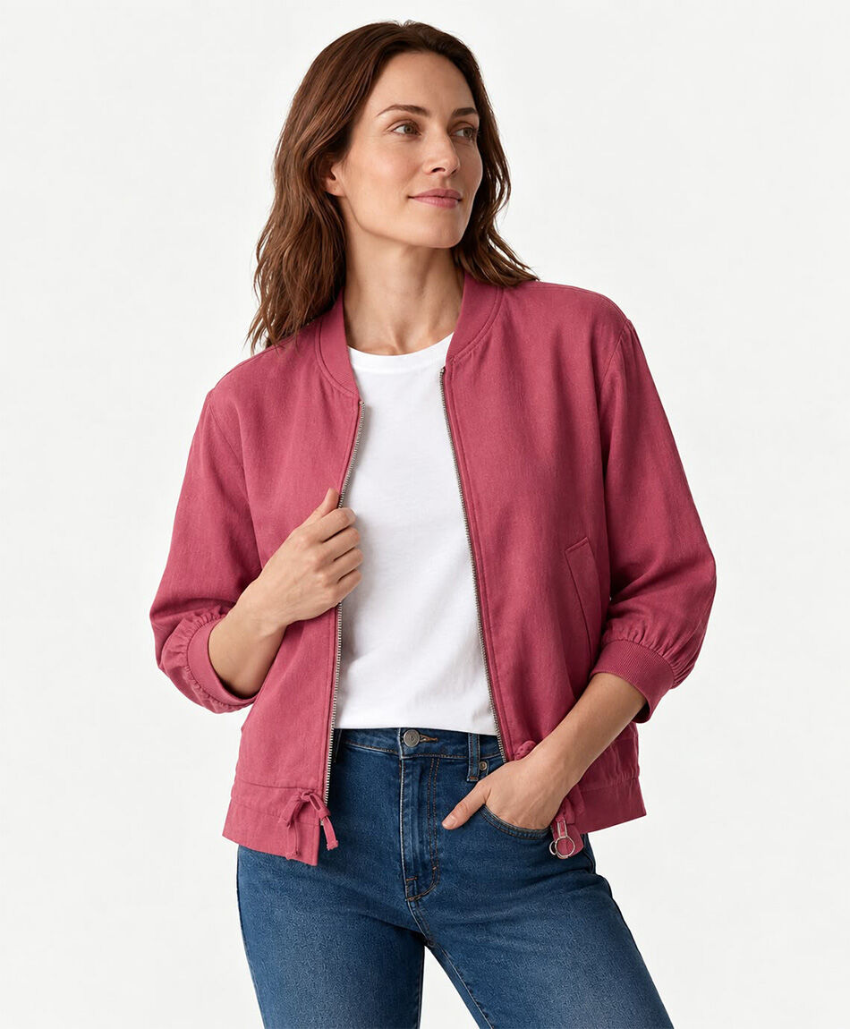 Campera mujer bolsillos lino