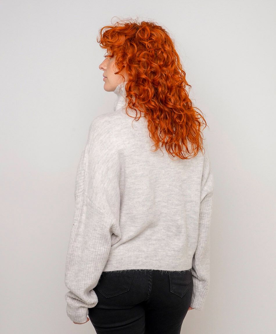 Sweater mujer tejido gris melange