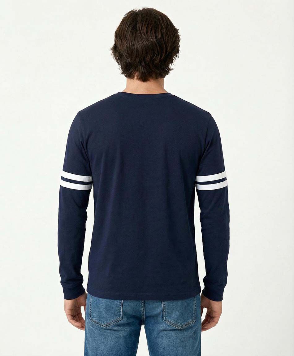 Remera hombre manga larga linea doble white