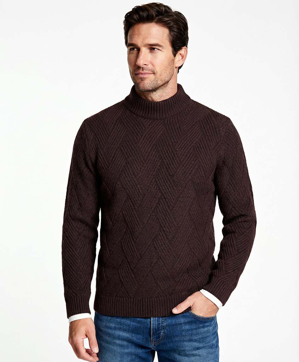 Sweater hombre lineas trenzadas burdeo