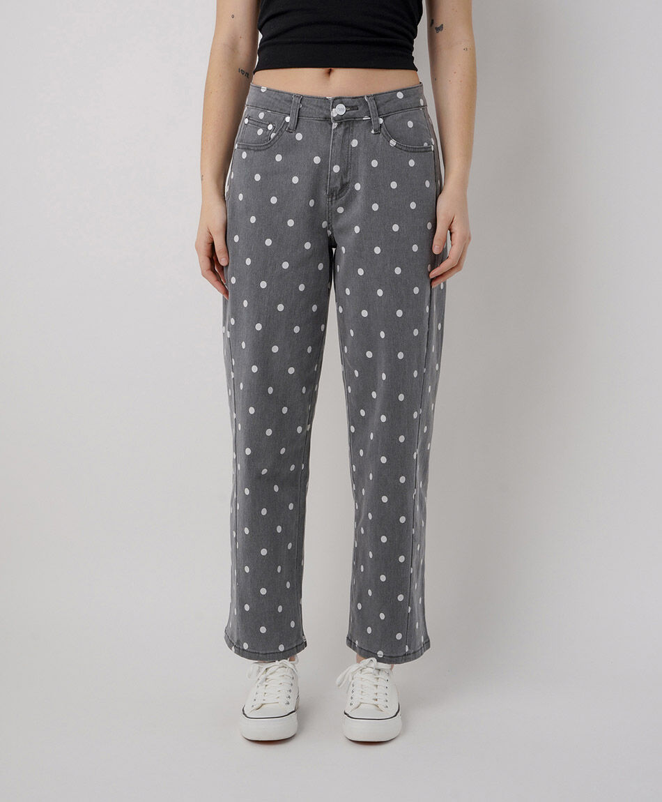 Jeans mujer straight puntos