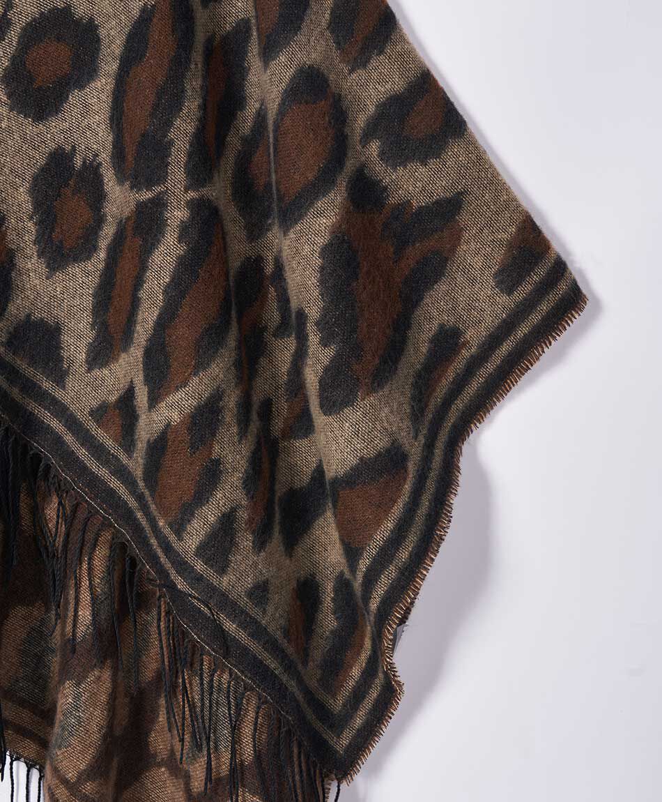 Poncho mujer animal print brown