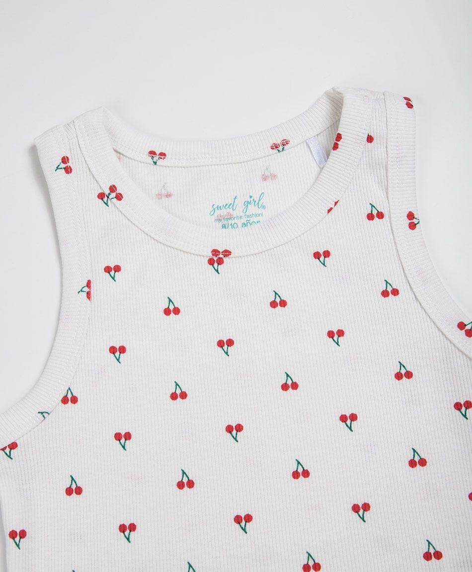 Remera ni&ntilde;a cerezas sin mangas